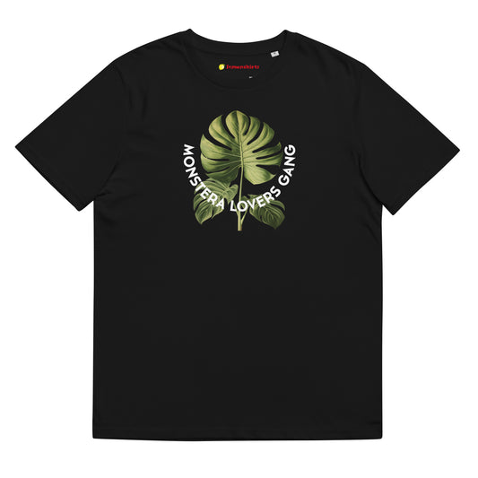 Monstera Lovers Gang - Black Unisex organic cotton t-shirt